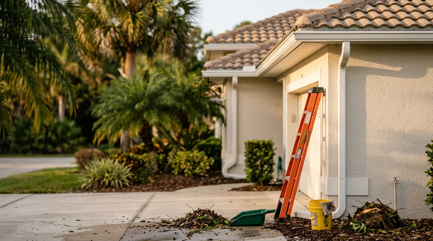 Clean residential gutters after professional gutter cleaning service