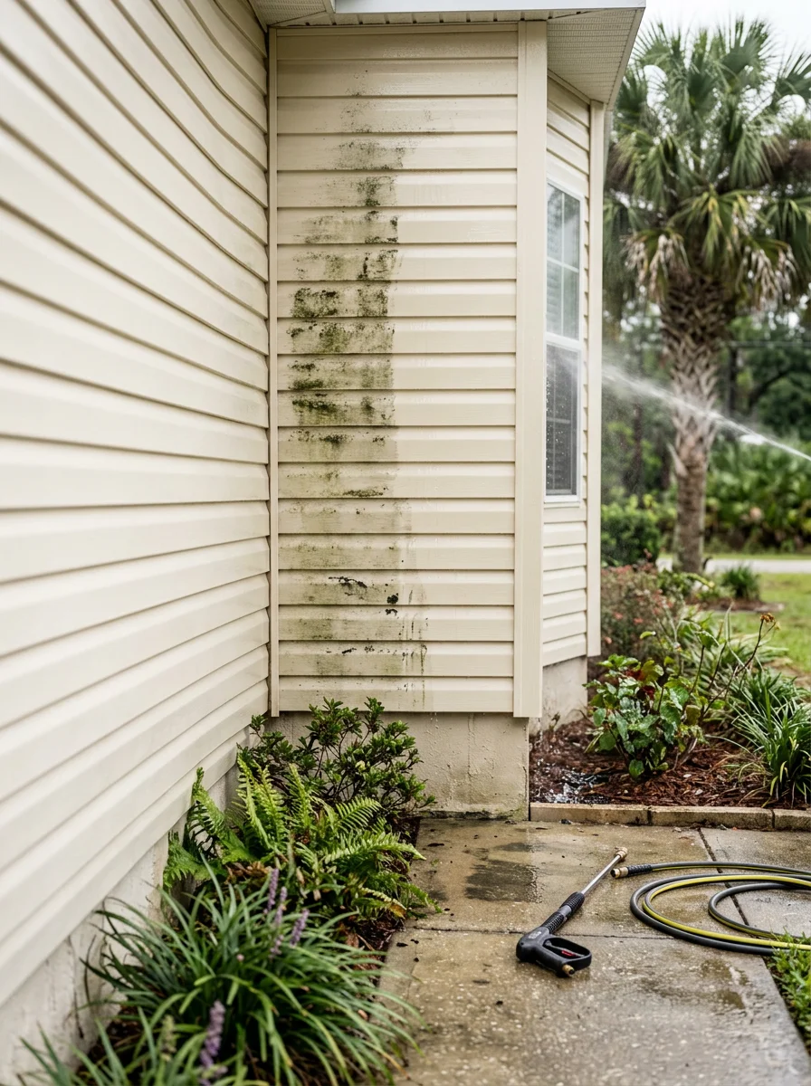 Soft washing a manufactured home exterior in Bunnell to safely remove algae and mold without high-pressure damage